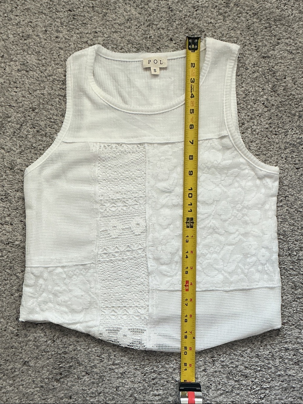 New POL Patchwork Lace Tank Top ~ White - Picture 9 of 11